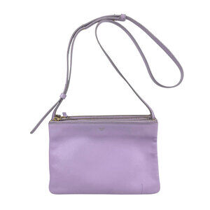 Celine Trio Crossbody Shoulder Bag Purple Gold Leather
